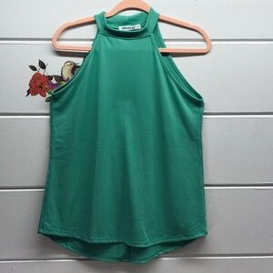 Vibrant Green Halter Neck Tank Top.